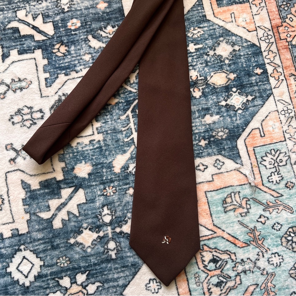 Vintage Brown Tie with Embroidery Detail 60’s 70’s Rockabilly Dark Academia